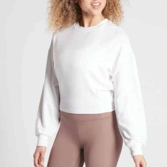Athleta Tie Back Yoga Sweatshirt White | Size XXS - Picture 4 of 5